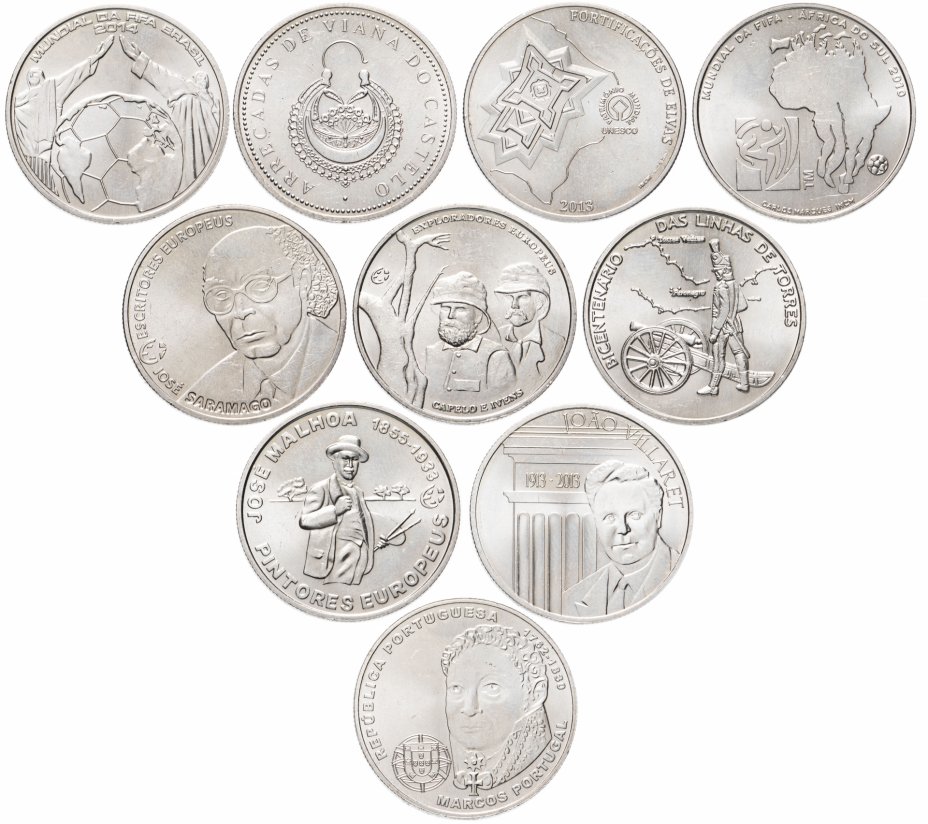 купить Португалия набор из 10 монет 2,5 евро 1998-2014