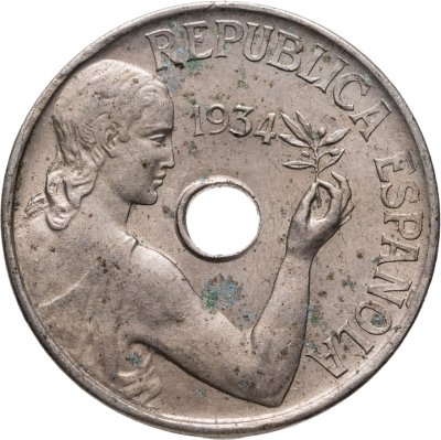 купить Испания 25 сентимо (centimos) 1934