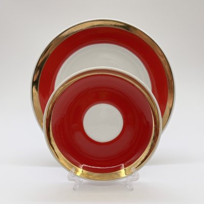 купить Набор из десертной тарелки и блюдца, фарфор, крытье, золочение, Дулевский фарфоровый завод (Дулёво), СССР, 1968-1991 гг.