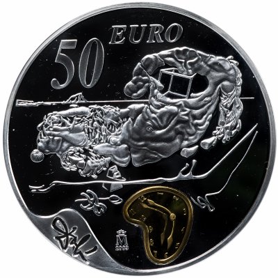 купить Испания 50 евро 2004 "100 лет со дня рождения Сальвадора Дали" в футляре с сертификатом