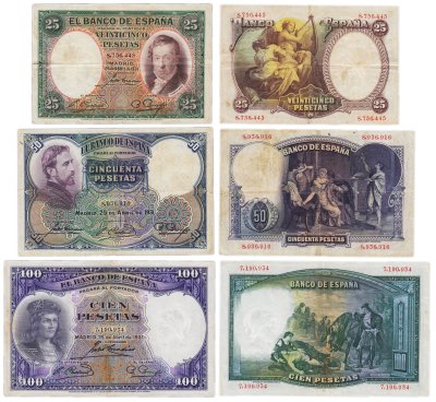 купить Набор Испания 25, 50 и 100 песет 1931 (3 боны)