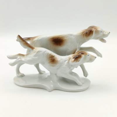 купить Статуэтка "Две охотничьи собаки", фарфор, роспись, Wagner & Apel, ГДР, 1951-1974 гг.