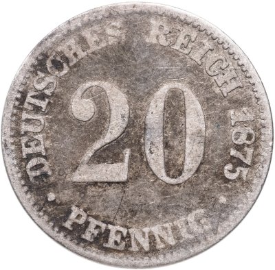 купить Германия 20 пфеннигов (pfennig) 1875