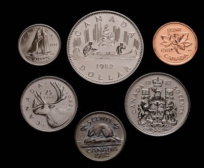 купить Канада, набор из 6 разменных монет 1982 г. в улучшенном исполнении
