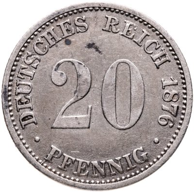 купить Германская империя 20 пфеннигов 1876 "D"