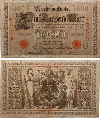 купить Германия 1000 марок 1910 красная печать