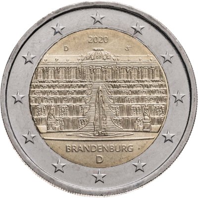 купить Германия 2 евро (euro) 2020 D "Федеральные земли Германии: Бранденбург - Дворец Сан-Суси"