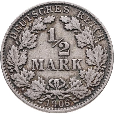 купить Германия 1/2 марки 1906, знак монетного двора: "D" - Мюнхен