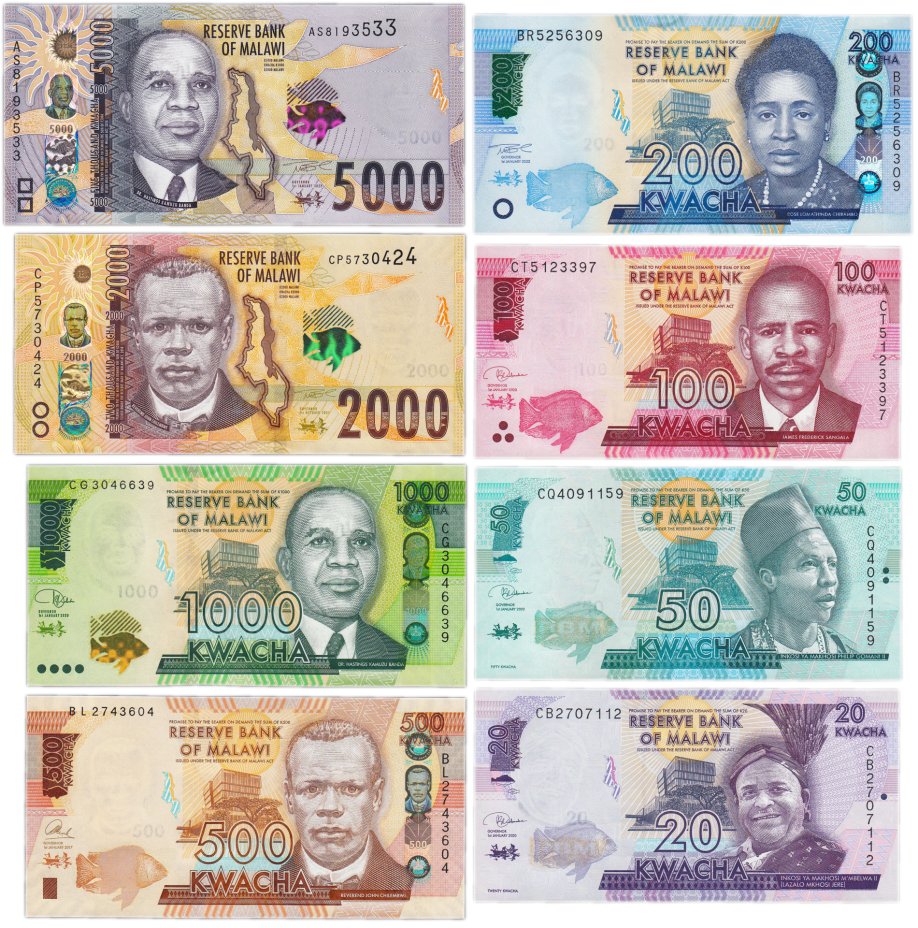 Complete Set Of Nigeria Naira Banknotes - 5 To 1000, 2014-2022, UNC (P-New)