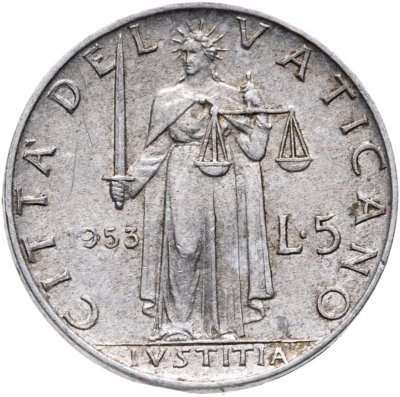 купить Ватикан 5 лир (lire) 1953