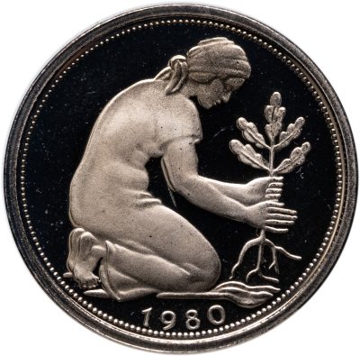 купить Германия 50 пфеннигов (pfennig) 1980, знак монетного двора: "D" - Мюнхен
