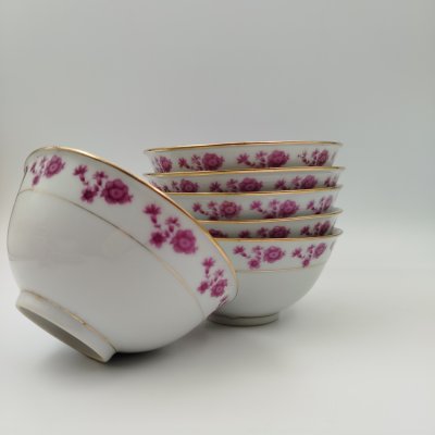 купить Набор из шести пиал с цветочным орнаментом, фарфор, деколь, золочение, Китай, 1970-1990 гг.