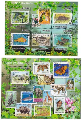 купить Сан-Томе и Принсипи набор марок из 2 квартблоков "Флора и фауна"
