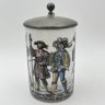 Купить Кружка пивная с крышкой, украшенная изображением средневековых рыцарей, фарфор, деколь, крышка - сплав металлов, Германия, 1970-1990 гг.