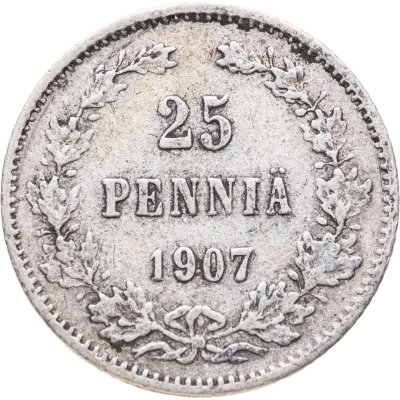 купить 25 пенни (pennia) 1907 L Российская Финляндия