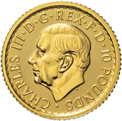 купить Великобритания 10 фунтов (pounds) 2023 "Стоящая Британия", с новым портретом короля Карла III