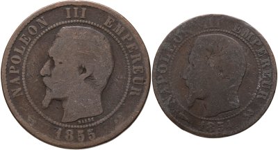 купить Франция набор монет 1853-1856 (2 штуки) Наполеон III