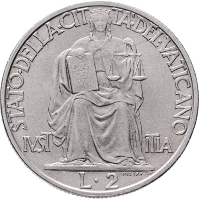 купить Ватикан 2 лиры 1942
