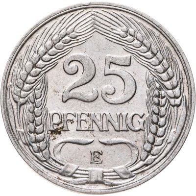 купить Германия 25 пфеннигов (pfennig) 1910 Е