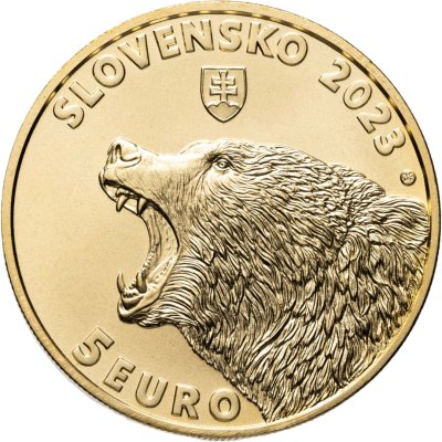 купить Словакия 5 евро 2023 Бурый медведь