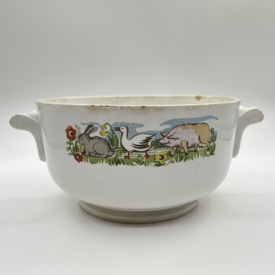 купить Супница детская (без крышки), фаянс, деколь, Конаковский фаянсовый завод им. М.И. Калинина (ЗиК Конаково), СССР, 1932-1952 гг.