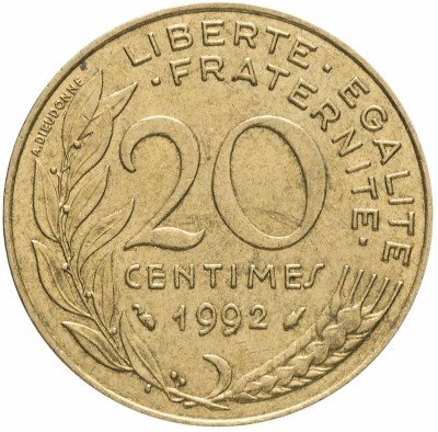 купить Франция 20 сантимов 1992