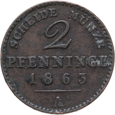 купить Германия (Пруссия) 2 пфеннинга - 1/180 талера 1863