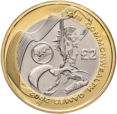 купить Великобритания 2 фунта (pounds) 2002 "XVII Игры Федерации Содружества наций - флаг Уэльса"