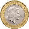 Купить Великобритания 2 фунта (pounds) 2002 "XVII Игры Федерации Содружества наций - флаг Уэльса"