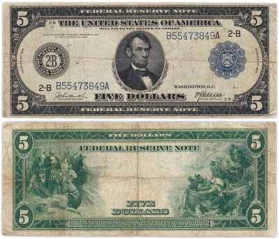 купить США 5 долларов 1914 Series 1914 (Pick 359) New York (Нью-Йорк), Burke-McAdoo