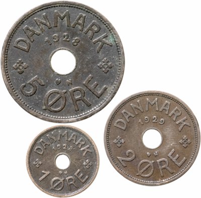 купить Дания, набор из 3 монет 1928-1929