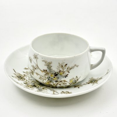 купить Пара кофейная с нежным цветочным декором, фарфор, деколь, подрисовка, Фарфоровая фабрика Гарднера, Российская империя, 1870-1910 гг.