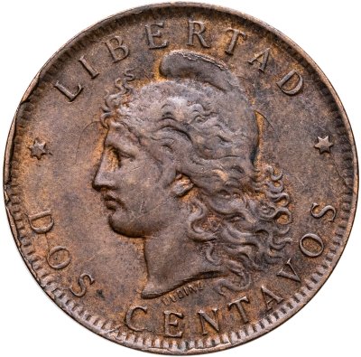 купить Аргентина 2 сентаво (centavos) 1891