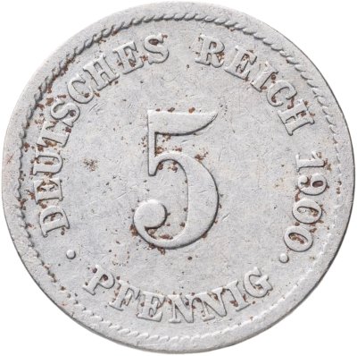 купить Германия 5 пфеннигов (pfennig) 1900 J знак монетного двора: "J" - Гамбург