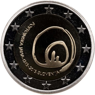 купить Словения 2 евро 2013 "800 лет с первого посещения пещеры Постойнска-Яма" proof в капсуле