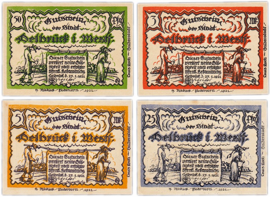 купить Германия (Вестфалия: Дельбрюк) набор из 4-х нотгельдов 1921
