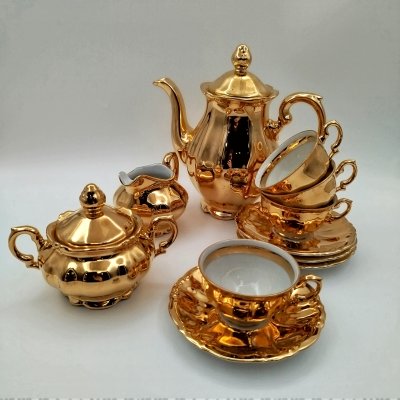 купить Сервиз кофейный на 4 персоны (11 предметов), покрытый золочением, фарфор, золочение, Бавария, 1950-1970 гг.