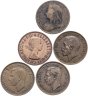 Купить Великобритания набор из 5 монет 1 пенни (penny) 1899, 1916, 1938, 1948, 1967