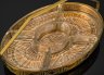 Купить Менажница в стиле ArtDeco на 5 секций  на металлическом подносе для подачи различных закусок, стекло, пресс, поднос - сплав металлов, Европа, 1930-1950 гг.