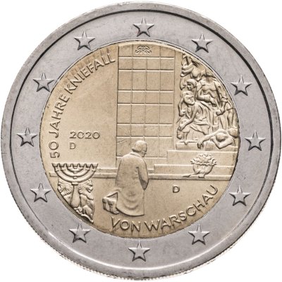 купить Германия 2 евро (euro) 2020 D "50 лет коленопреклонению в Варшаве"