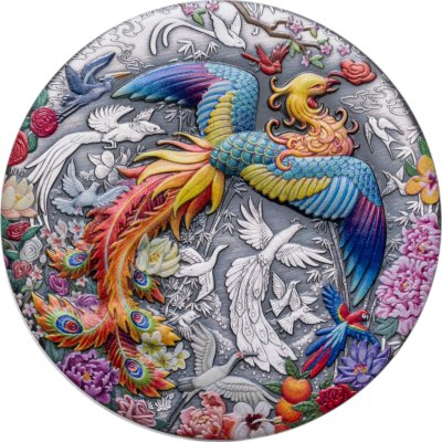 купить Тувалу 5 долларов 2023 "Феникс и птицы" в футляре с сертификатом