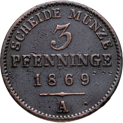 купить Германия, Пруссия 3 пфеннига 1869
