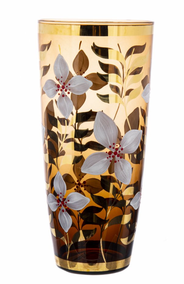 купить Ваза для, декорированная растительным узором, богемское стекло, роспись с золочением, Чехия, 1990-2010 гг.