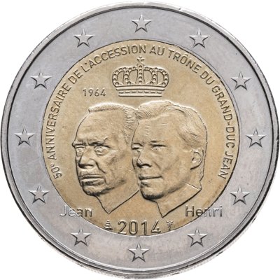 купить Люксембург 2 евро 2014 "50-летний юбилей вступления на престол великого герцога Жана"