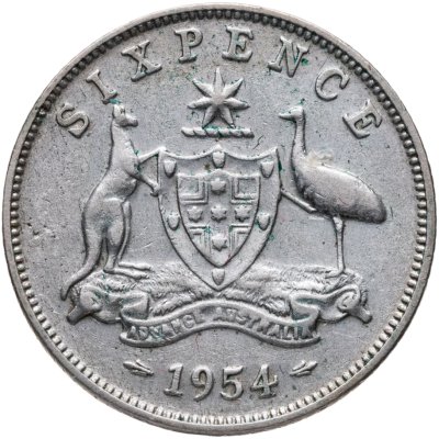 купить Австралия 6 пенсов (pence) 1954