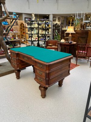 купить Стол письменный с зеленым сукном, дерево, резьба, лак, ткань, Российская империя, 1880-1910 гг.