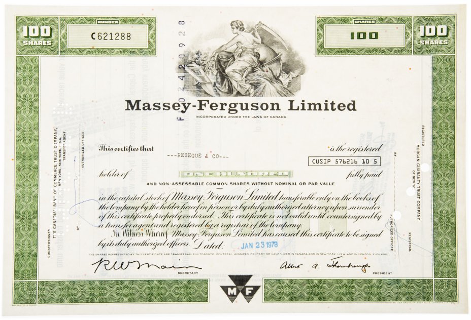 купить Акция США Massey- Ferguson Limited 1967- 1978 гг.