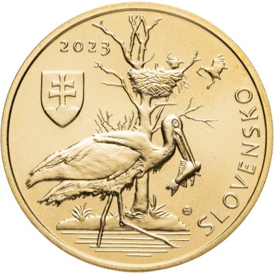 купить Словакия 5 евро 2023 "Черный аист"