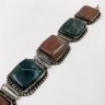 Купить Браслет со вставками зеленого и коричневого оттенков, металл, поделочные камни, Россия, 1990-2010 гг.