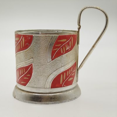 купить Подстаканник "Красные листья", алюминий, роспись, Казаковский завод художественных изделий (КХИ), СССР, 1960-1970 гг.